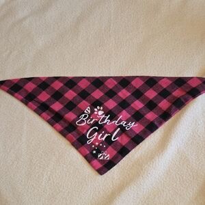 Pink and Black Buffalo Plaid "Birthday Girl" Bandana